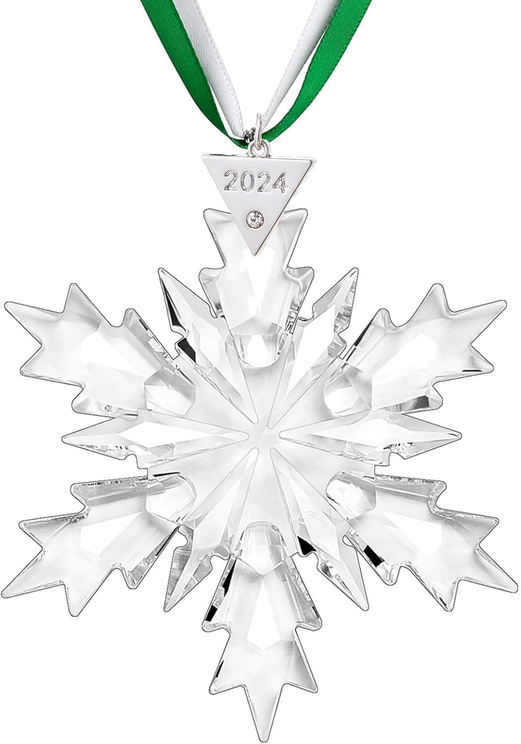 2024 Annual Christmas Ornaments Crystal Snowflake Star - Christmas Tree Ornaments Pendant Crystal Sun Catcher Home Hanging Decor (2024 New White)