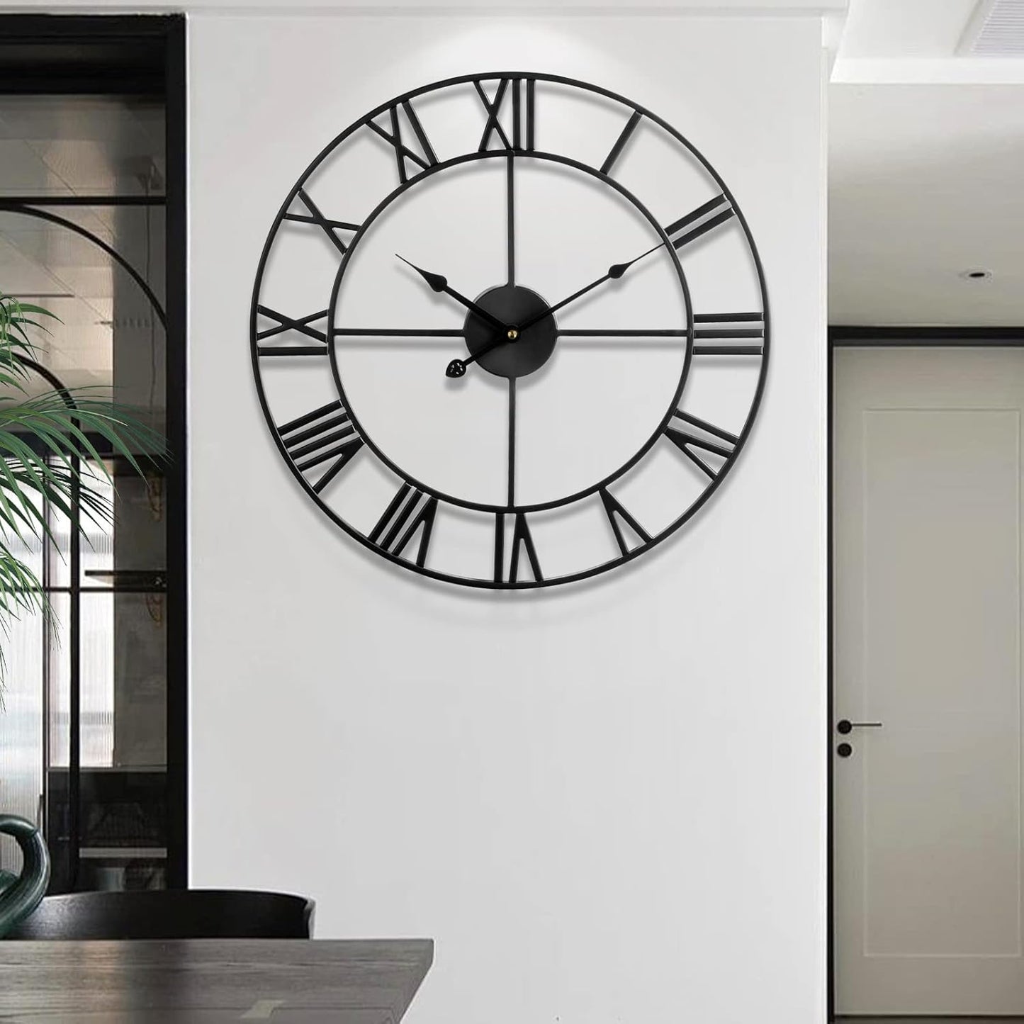 Large Wall Clock for Living Room Decor - 100cm/ 40 Inch Nearly Silent Non-Ticking Metal Wall Clocks Battery Operated, Vintage Decorative Modern Wall Clock for Bedroom, Office, Farmhouse Decor