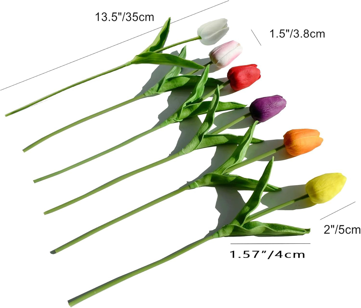 Mandy's Artificial Tulips 12 Stems Multicolor PU Faux Flowers for Wedding Home Decor 13.5 Inch