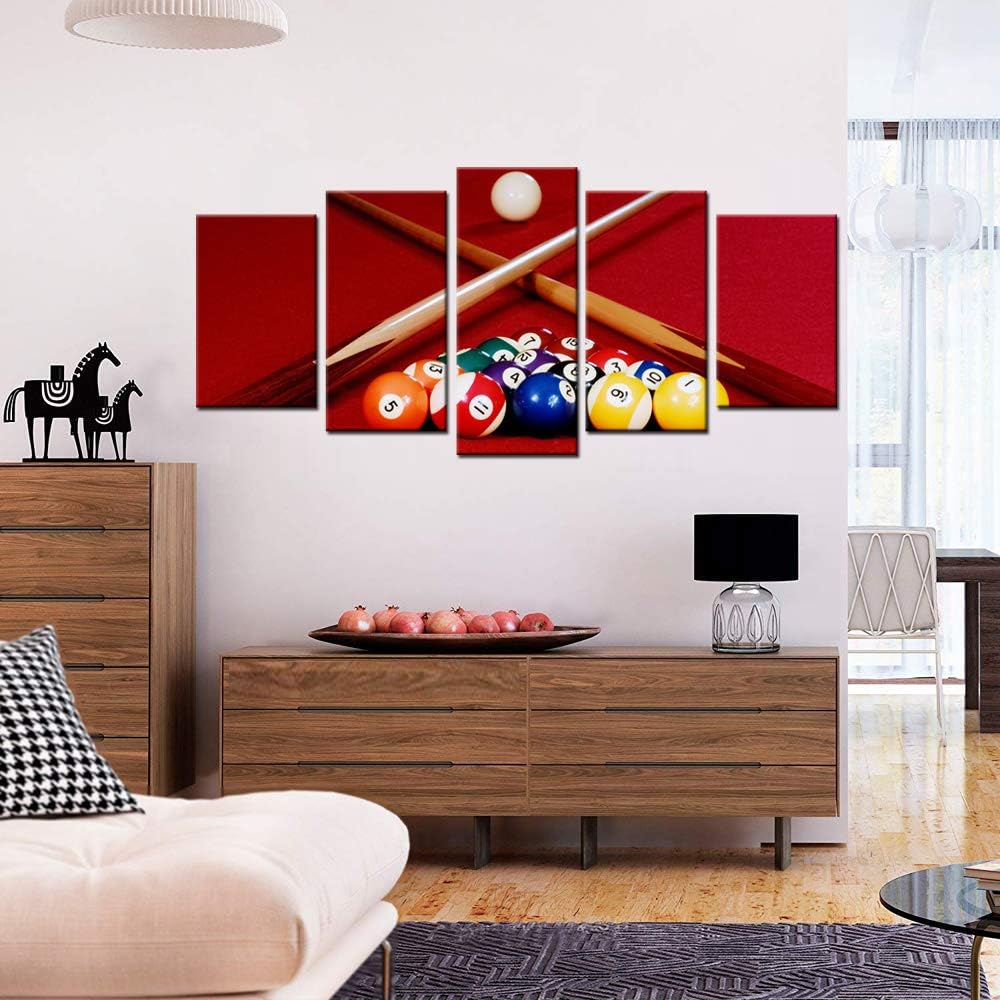 Biuteawal Playing Pool Table Billiard Balls Picture Canvas Wall Art Sport Giclee Prints Snooker Photo Painting for Home Game Room Club Bar Wall Decoration