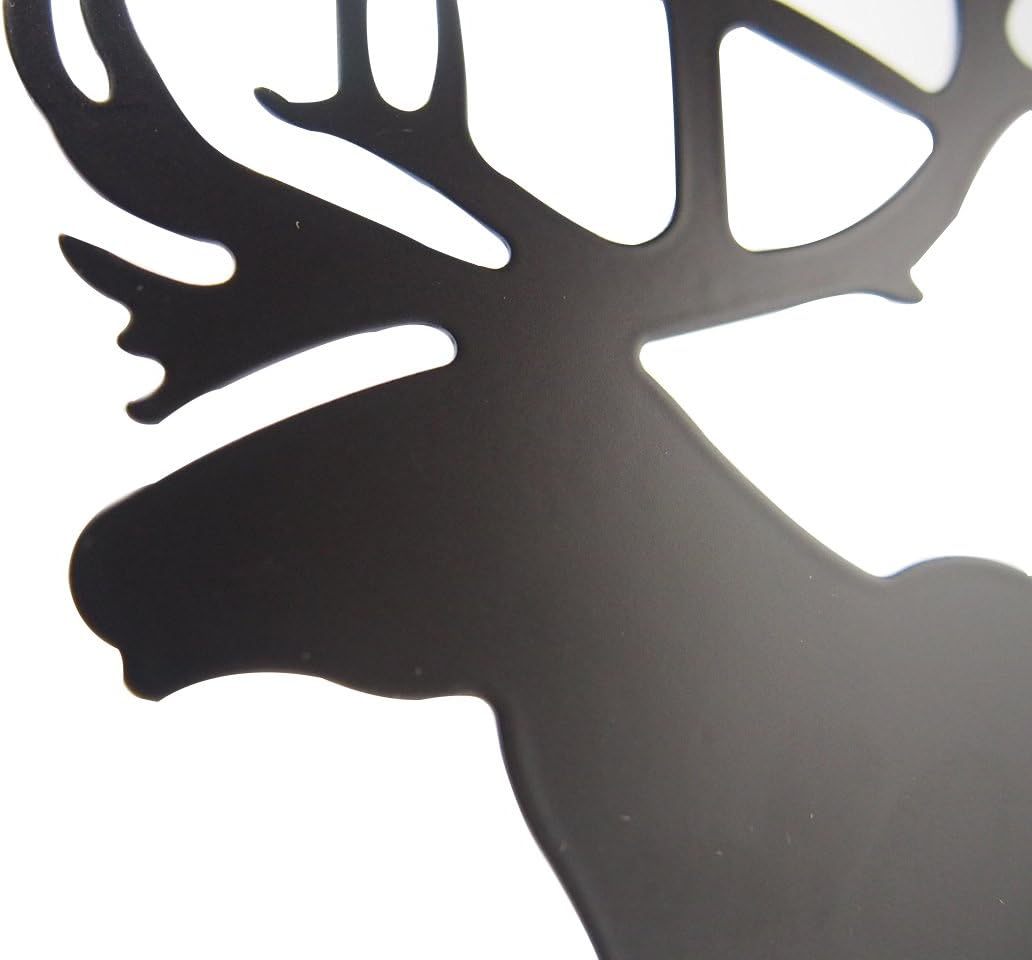 Winterworm Fashion Creative Cartoon Cute Iron Elk Moose Pattern Nonskid Metal Office Desk Bookends (Black)