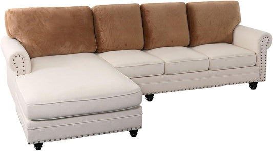 PrinceDeco Velvet Cushion Covers for Sectional Couch, Camel