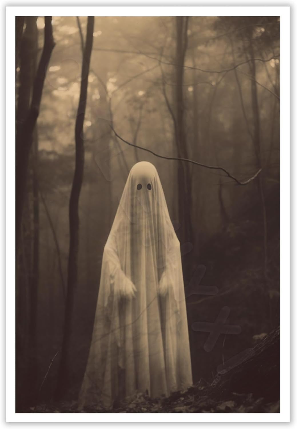 Ghost Forest Spooky Print Poster The Gothic Room Decor Creepy Picture Posters Dark Academia Aesthetic Family Prints Canvas Wall Art Home Apartment Decorations 16X24inch Unframed