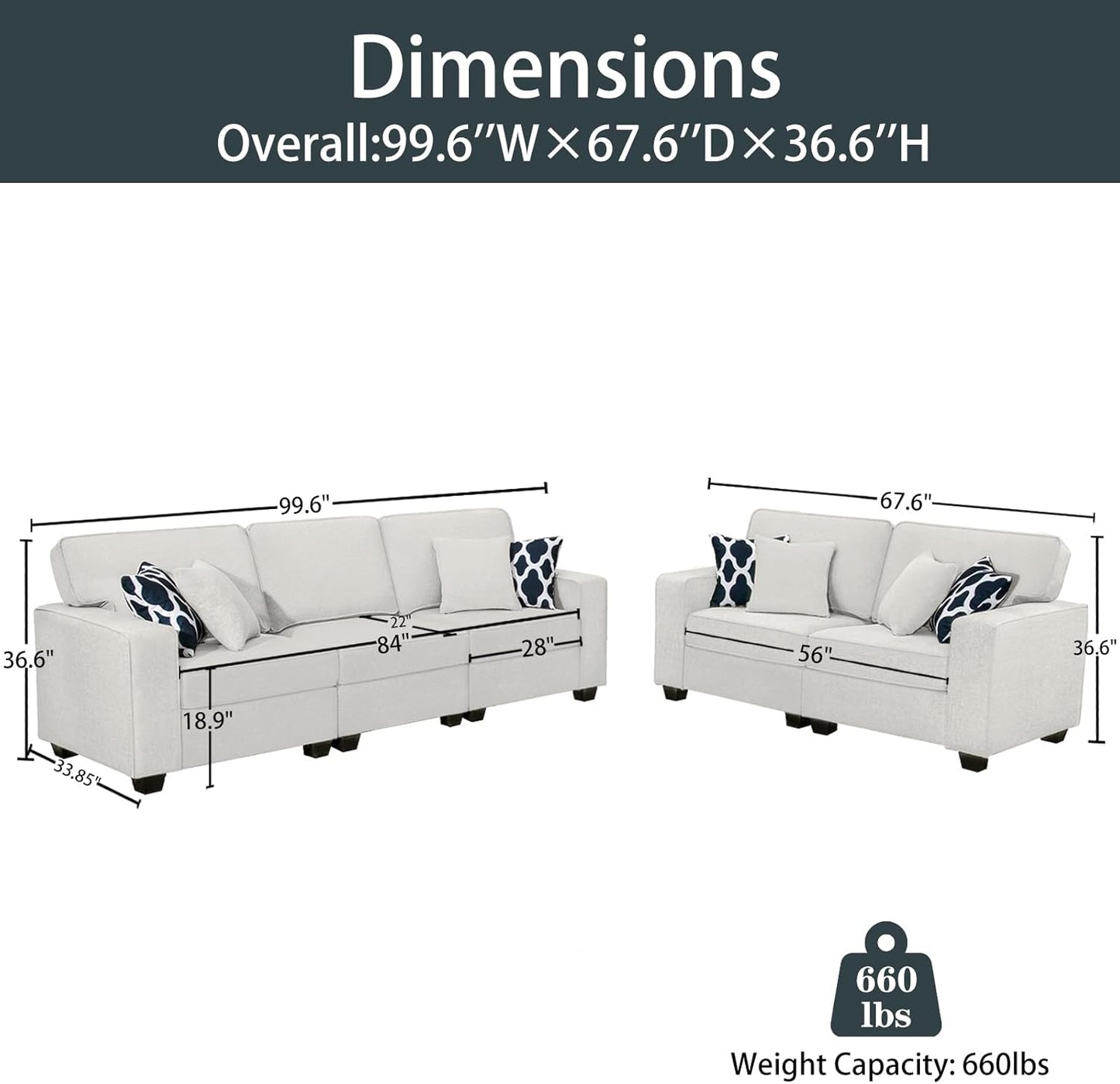 L Lengend Vansen Modular Sectional Sofa U Shaped Couch with Ottoman Modern Reversible Corner Sectional Couch for Living Room (Cream, 2+3)