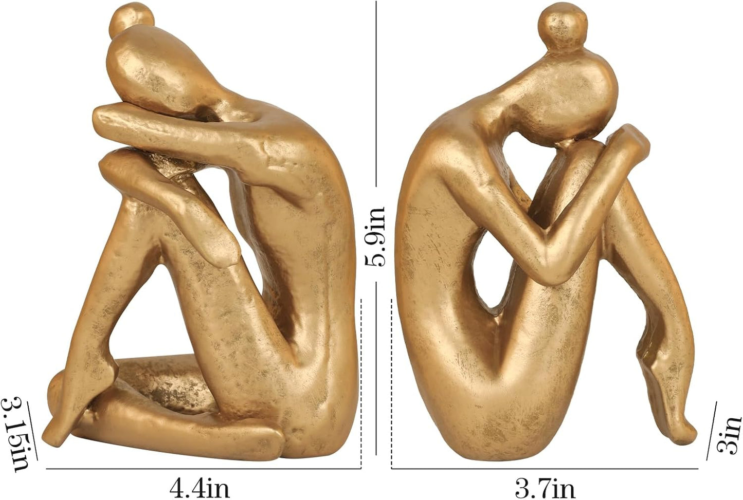 Unique Cast Iron Girl Thinker Bookends, Heavy-Duty Decorative Book Stoppers for Shelves, Creative Home and Office Desk Ornaments, 1 Pair/2 Pieces, 5.9"