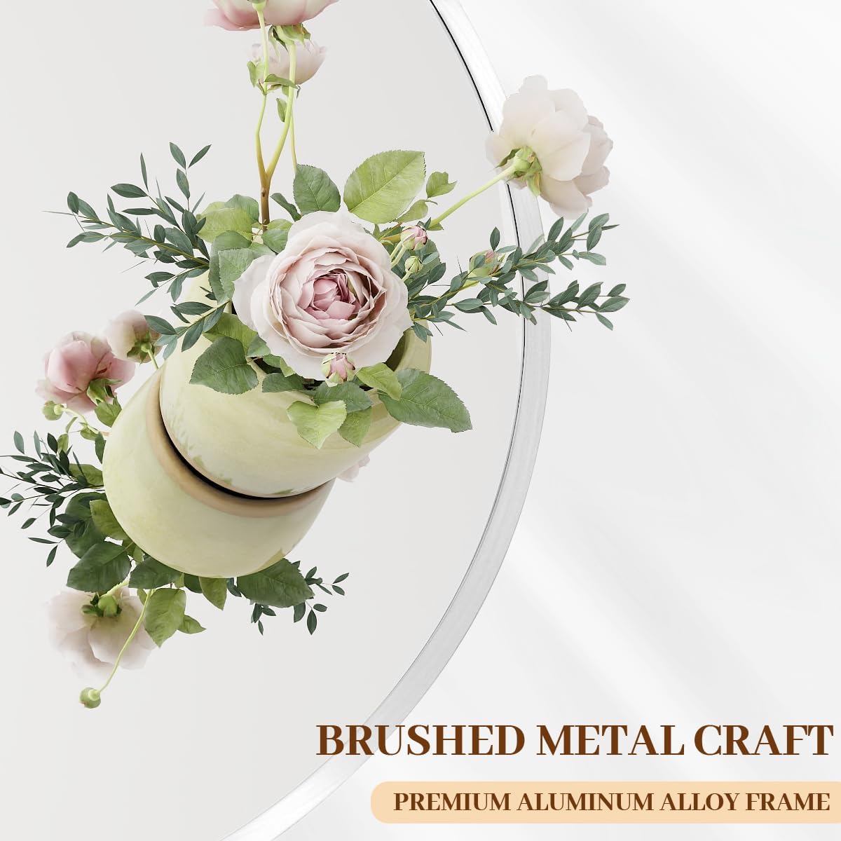 BEAUTYPEAK 20 Inch Round Mirror, Metal Frame Circle Mirror, Wall Mounted for Entryway, Bathroom, Vanity, Living Room, White