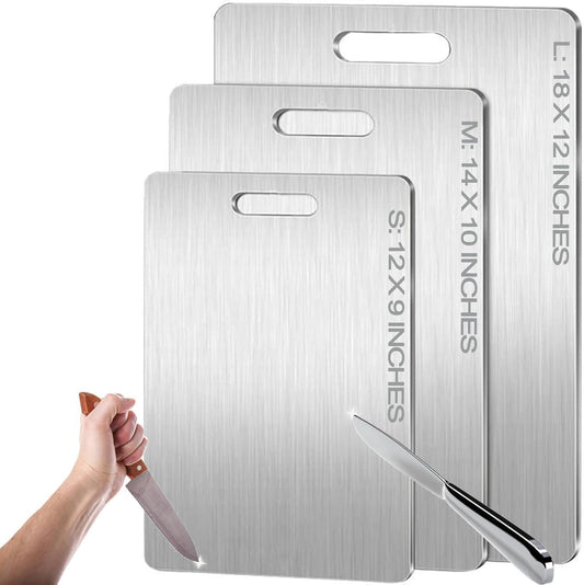 Titanium Cutting Board,100% Pure Titanium Cutting Boards for Kitchen, 2025 Double Sided Food-Grade Chopping Board for Cutting Meat Vegetable Fruit (12"L x 9"W)