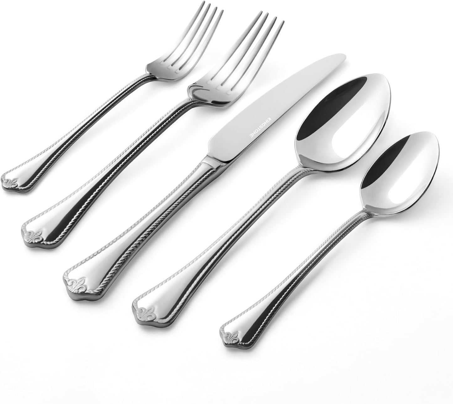 KINGSTONE Silverware Set, 30-piece 18/10 Stainless Steel Flatware Set Cutlery Set for 6, for Kitchen, Home, Wedding, Party, Mirror Polished and Dishwasher Safe, Featured Gifts