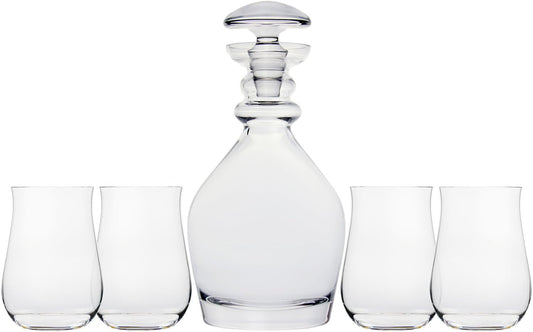 Ravenscroft Crystal | 5-piece European-Made Hand-blown Decanter Gift Set | 47.5 Fl Oz Decanter | 13.5 Fl Oz Glasses | 100% Lead-Free Crystalline