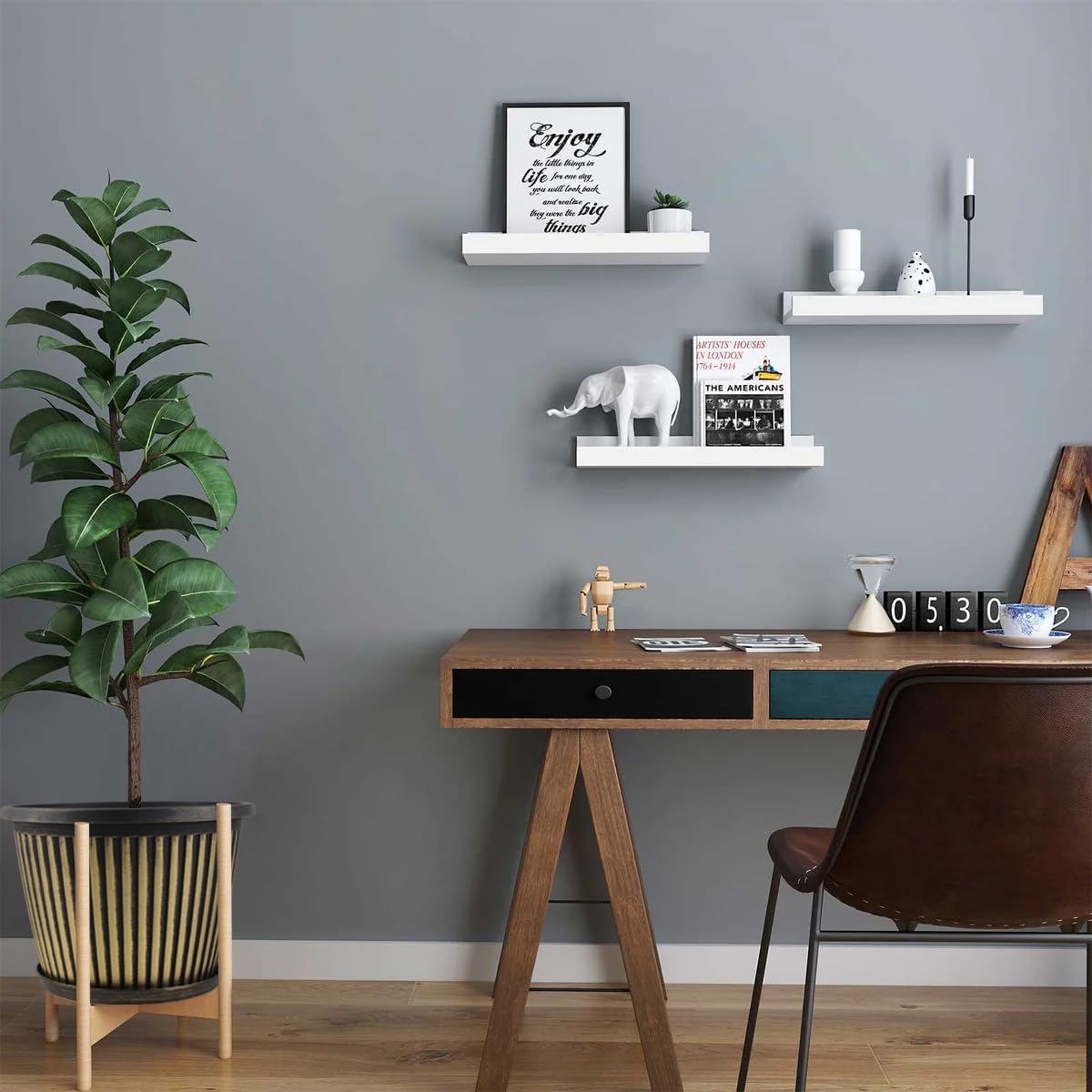 16 inch Large Planter Indoor Outdoor Plant Pots, 4 Pack Plastic Flower Pots with Saucer And Drainage Holes, Modern Garden Planters For Planting Medium Large Plants, Decorative Resin Garden Pots