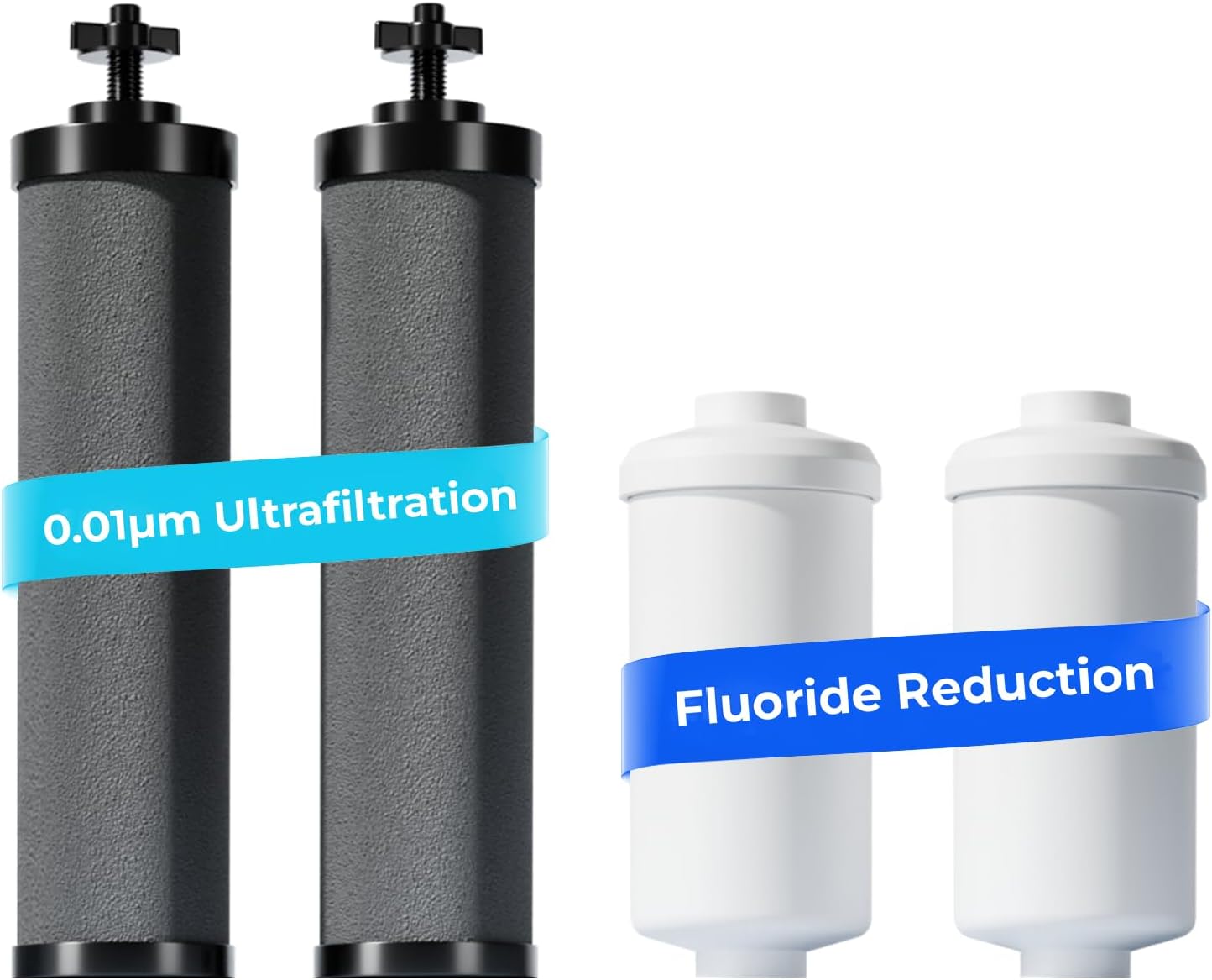 [New Upgraded Ultrafiltration] Waterdrop Black and Fluoride Water Filter, Replacement for Berkey® Black Purification Elements, Berkey® Gravity Water Filter System