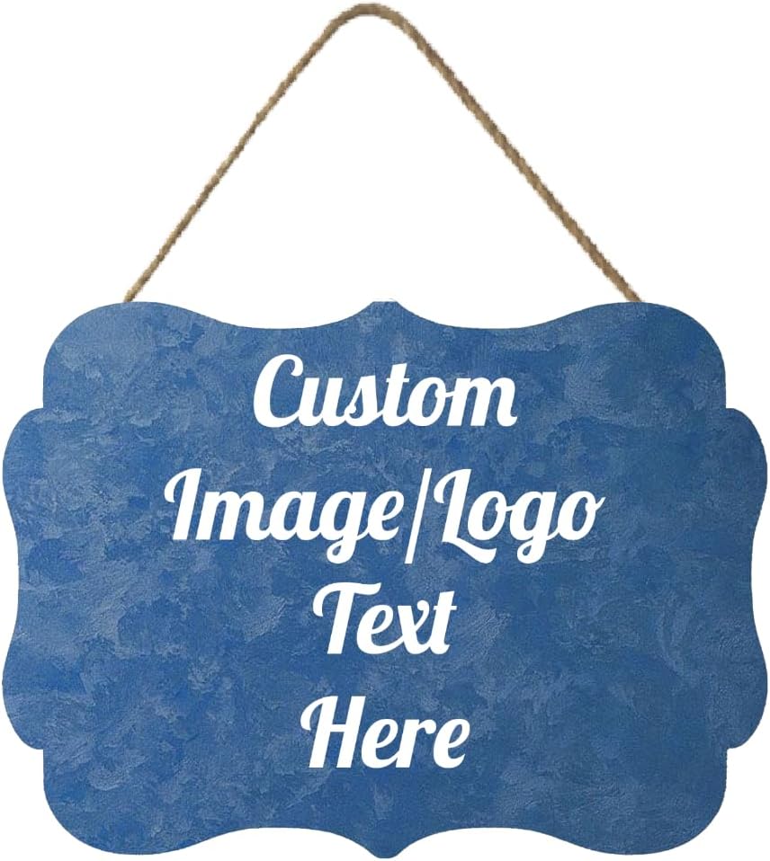 Personalized Wooden Welcome Sign - Customized Image/Text Hanging Door Sign Farmhouse Decor for Home Office - 11.2 * 8 Inch