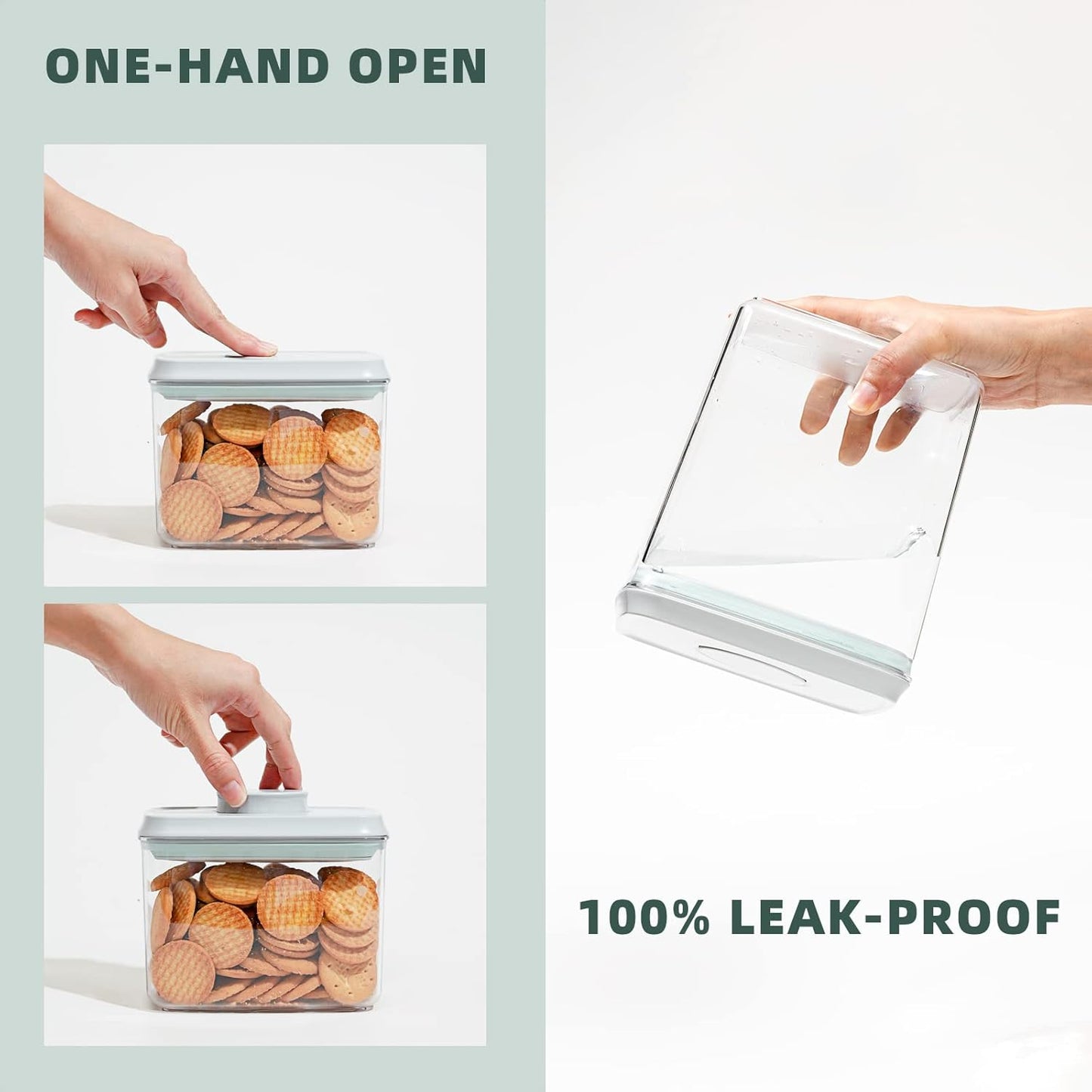 Pop Top Food Storage Containers, 3-Piece Pantry Containers with Lids Airtight, BPA Free Pop Containers for Food Storage, 2 * 1.3Qt+2.9Qt