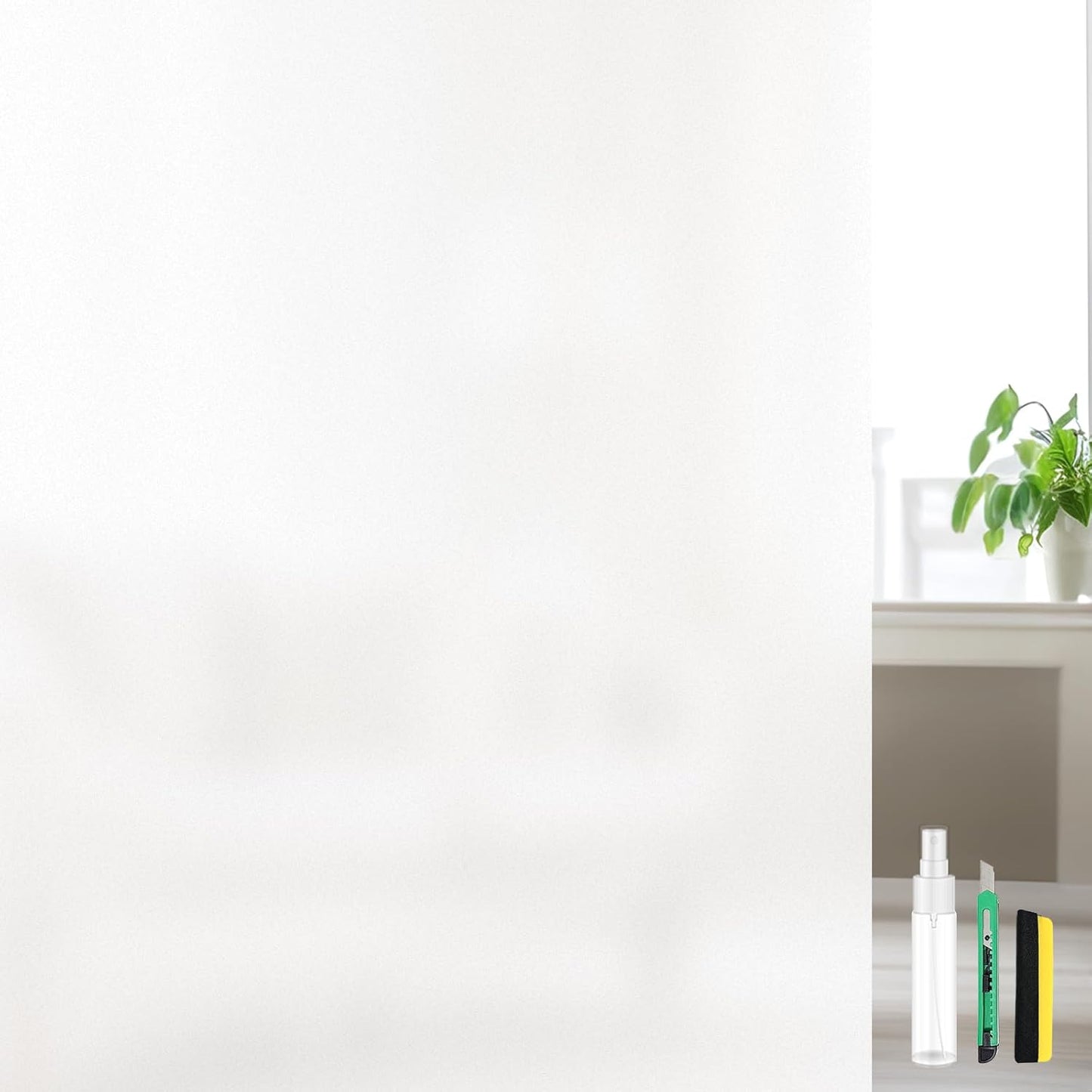 Window Privacy Film, Frosted Glass Static Cling Non-Adhesive Window Cover for Bathroom UV Sunlight Blocking Heat Control for Home Decorative Frosting Pure Matte White Size 35.4 x 78.7 Inches