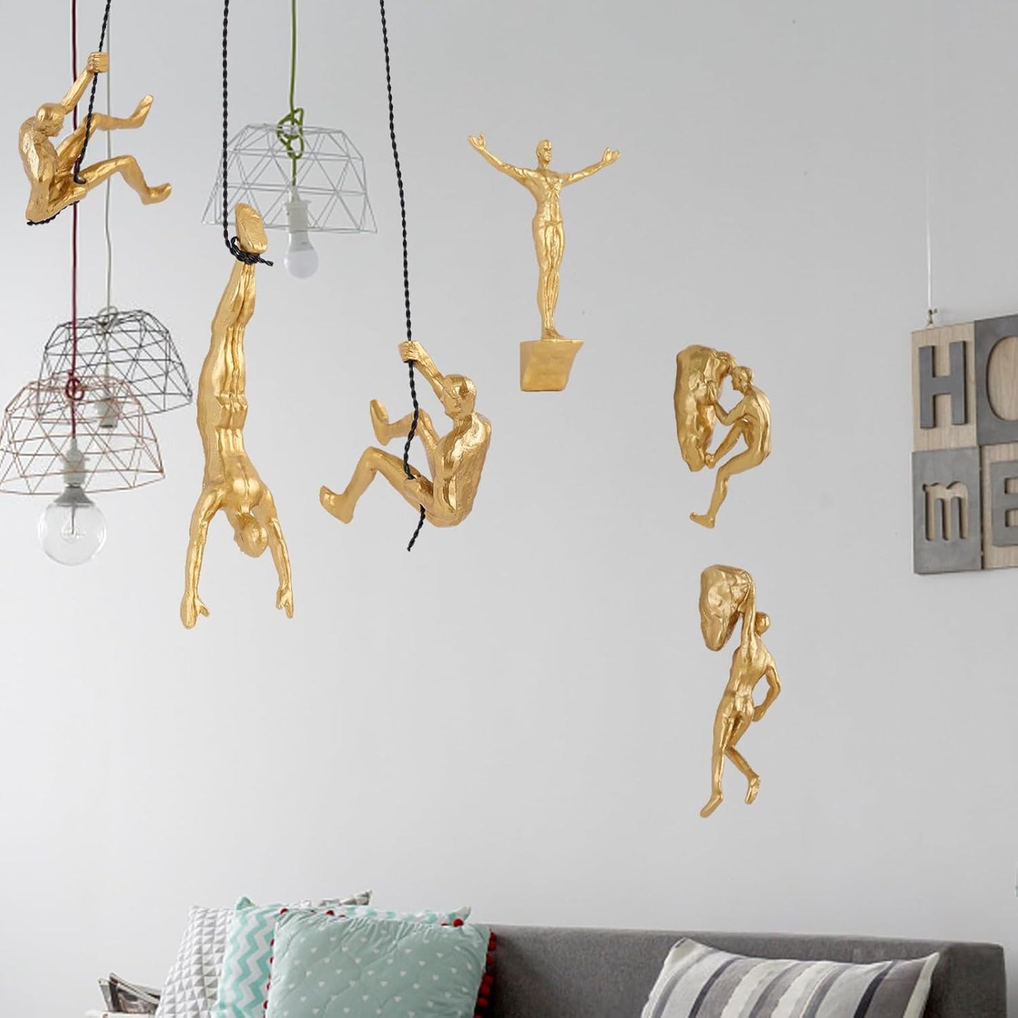 Set of 6 Climbing Men Wall Art Decor Sculpture,Nordic Modern Simplicity Decorative Wall Art, Climbing Man Sculptures,Home & Office Climber Gifts