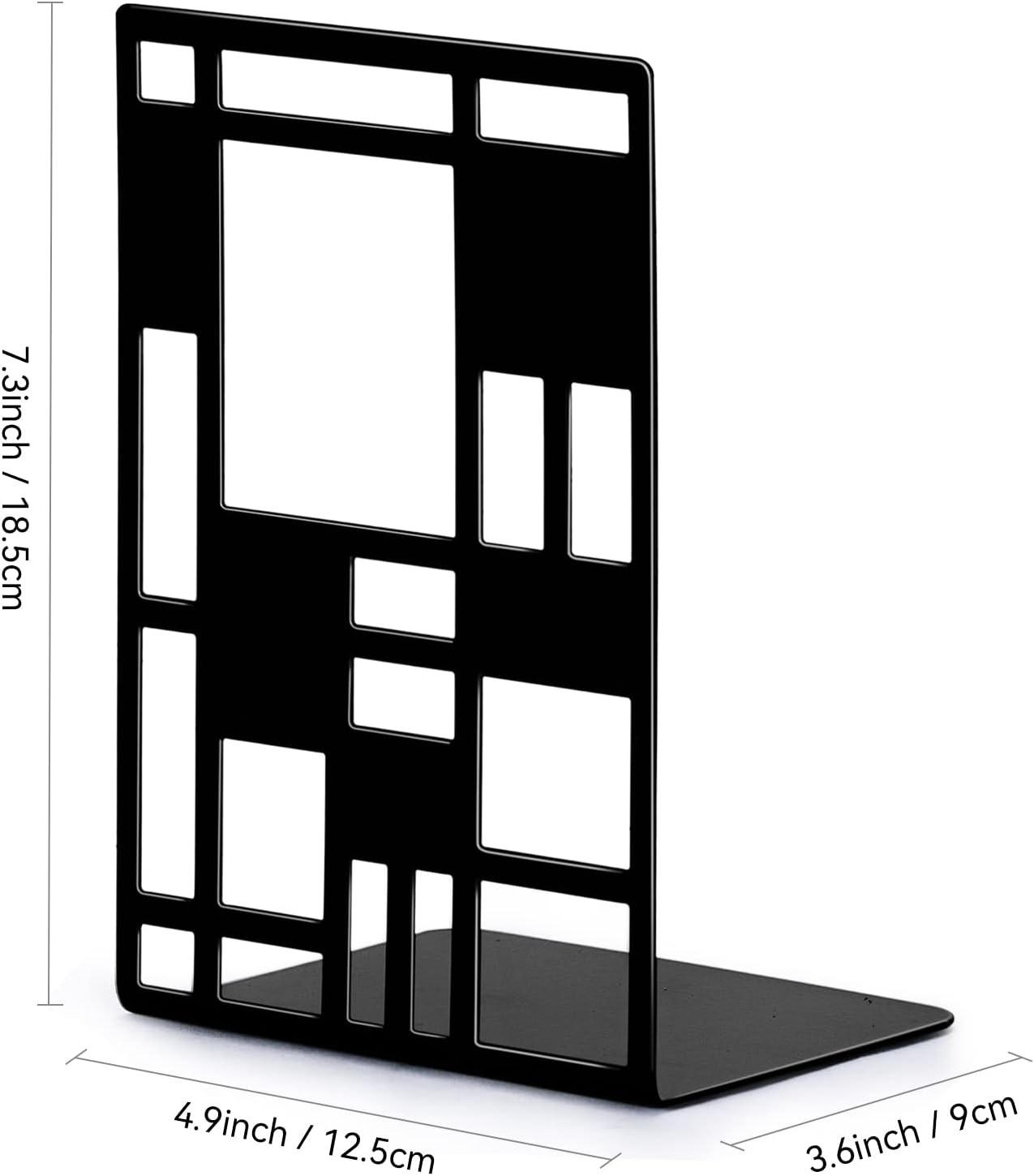 Book Ends, Bookends, Book Ends for Shelves, Bookends for Heavy Books, Book Divider Decorative Holder, Metal Heavy Duty Bookend Black 1 Pair, Abstract Art Desgin Book Stopper Supports for Office, Home