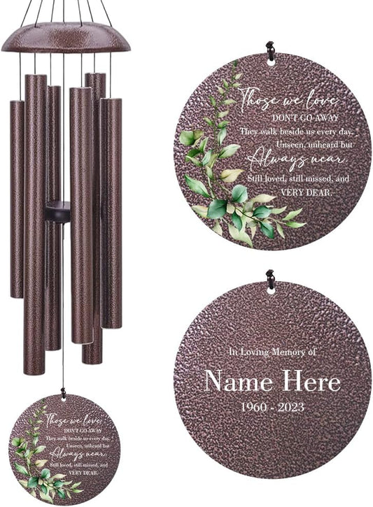 Sympathy Wind Chimes, Personalized Wind Chime for Loss of Loved Father/Mother/Lover, Commemorative Sympathy Bereavement Condolences Gifts for Funeral (36inch)