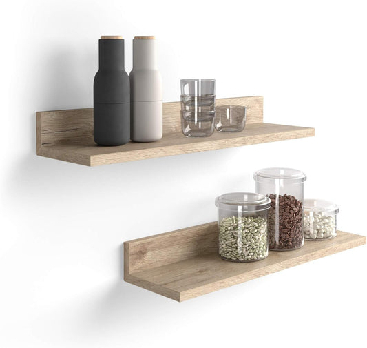 Mobili Fiver, Set of 2 Rachele Shelves, 31.49 in, Oak, Made in Italy