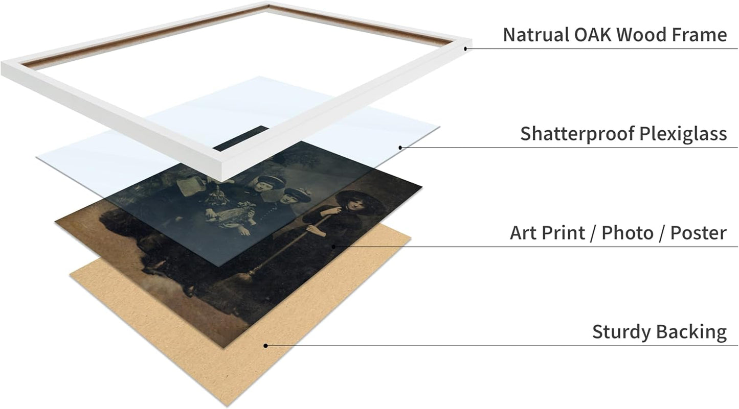 Poster Master Vintage Photograph Poster - Retro Halloween Print - Gift for Artist, Friend - Four Witches Wearing Robes, Sabbath, Coven, Sorcery - Wall Decor for Home, Office, 8x10 White Framed