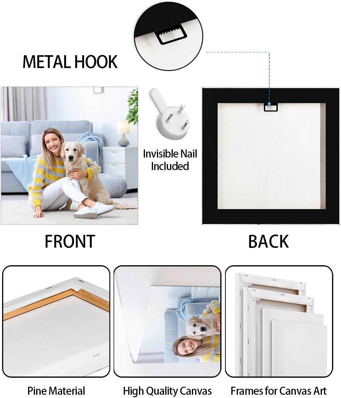 AbcCustomize Canvas Prints with Your Photos, Custom Canvas Wall Art for Bedroom, Living Room, Farmhouse Decor, Personalized Gifts