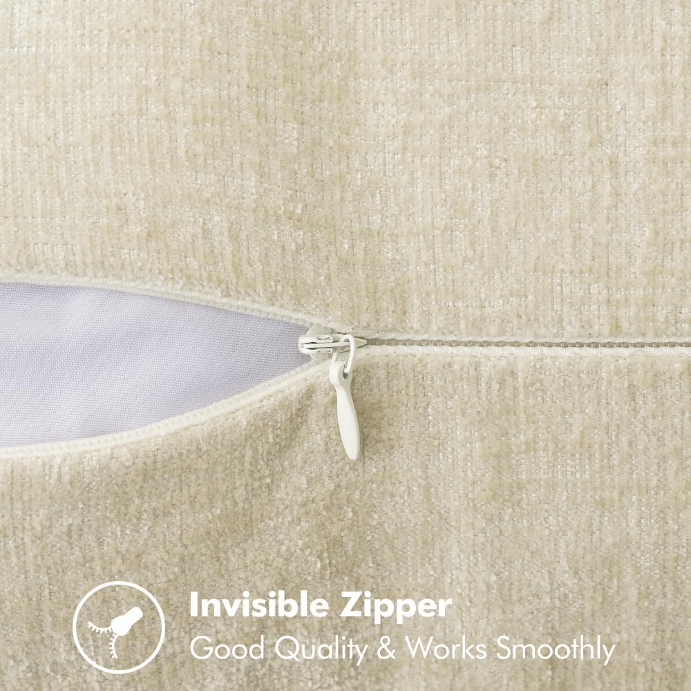 MIULEE Pack of 2 Christmas Pillow Covers 16x16 Inch Cream White Farmhouse Decorative Throw Pillow Covers with Stitched Edge Soft Chenille Solid Dyed Couch Pillow Covers for Sofa Bed Living Room