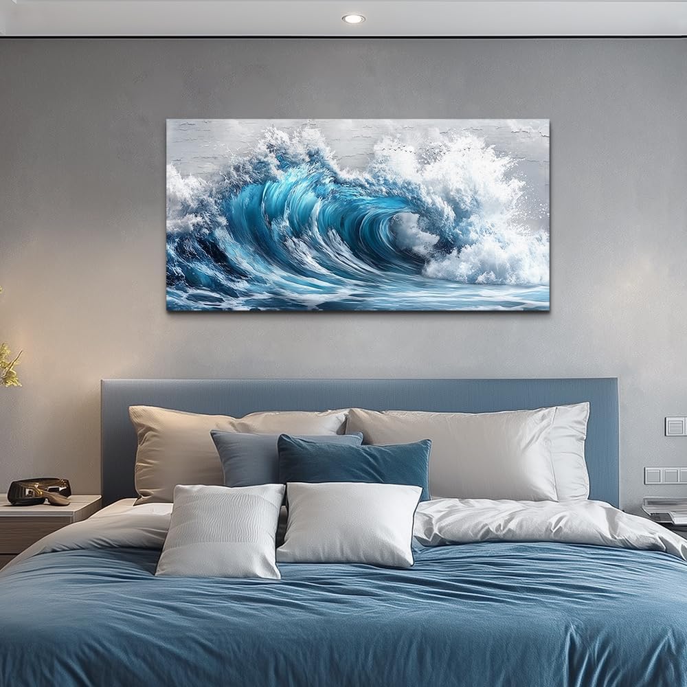 ZUITINGHUA Canvas Wall Art For Living Room Wall Decor For Bedroom Office Wall Decoration Ocean Waves Landscape Painting Black And White Pictures Artwork Room Aesthetic Home Decor 20x40 In