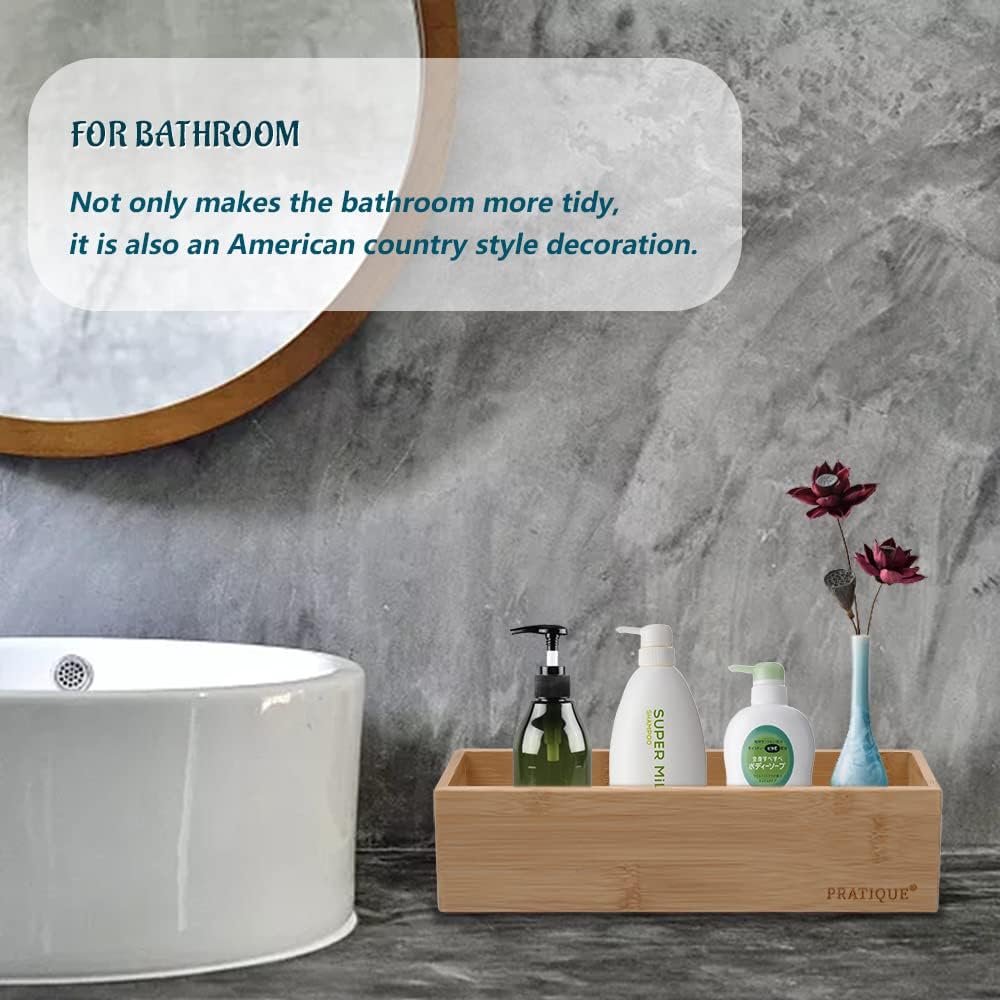 Bamboo Drawer Organizer - Kitchen Utensil Organizer Silverware Tray Cutlery Holder，Office Desk Supplies and Accessories (8.9x5.9x2.6 inch)