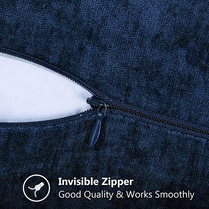 decorUhome Chenille Soft Throw Pillow Covers 12x20 Set of 2, Lumbar Velvet Farmhouse Neutral Decorative Euro Pillow Covers with Stitched Edge for Couch Sofa Bed Home Decor, Poseidon