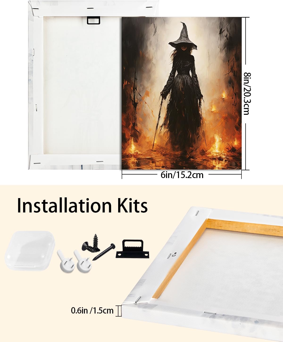 Halloween Canvas Wall Art - Vintage Witche Poster, Gothic Dark Academia Wall Decor, Spooky Halloween Decor for Living Room, Bedroom & Bathroom, Framed Fall Decorations Indoor