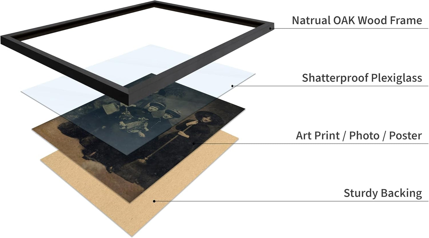 Poster Master Vintage Photograph Poster - Retro Halloween Print - Gift for Artist, Friend - Four Witches Wearing Robes, Sabbath, Coven, Sorcery - Wall Decor for Home, Office, 8x10 Black Framed