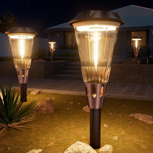 Bright Solar Pathway Lights Outdoor 8 Pack, 2-in-1 Warm&Cool Solar Lights Outdoor, Pathway Landscape Lighting Waterproof IP65, Auto On/Off Outdoor Light for Lawn Patio Walkway Garden Landscape