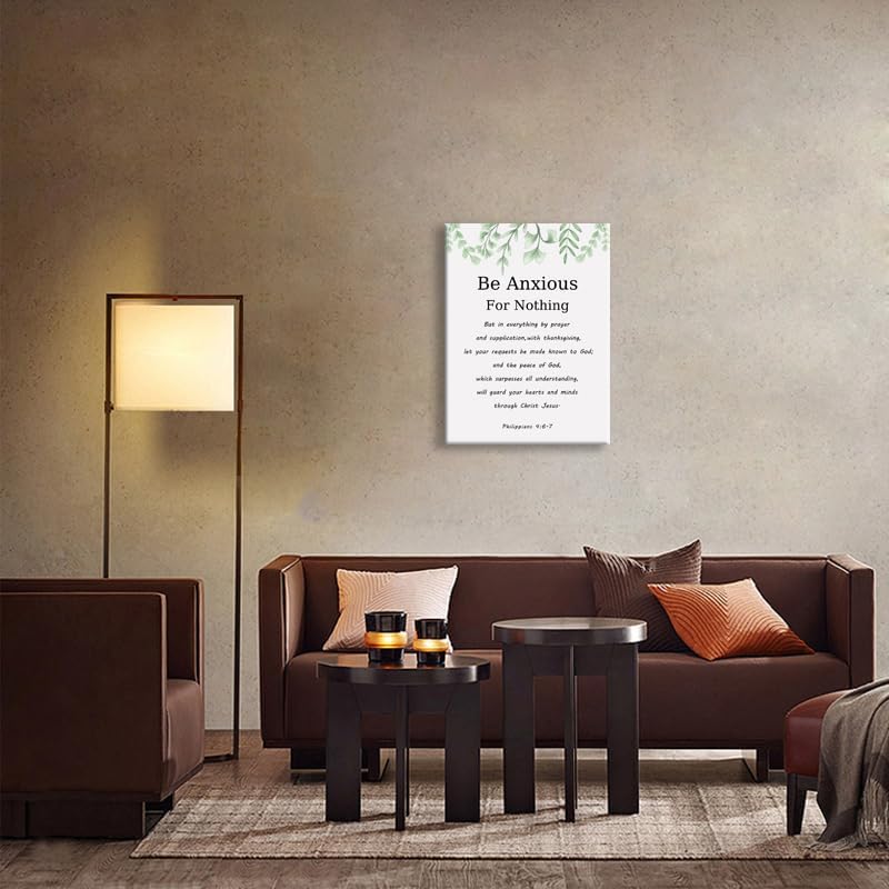 Christian Poster Philippians 4:6-7 Inspirational Canvas Wall Art Painting Print Office Decor Framed Be Anxious for Nothing Motivational Quotes for Wall Art Home Living Room Decor[18" W X 24" H]