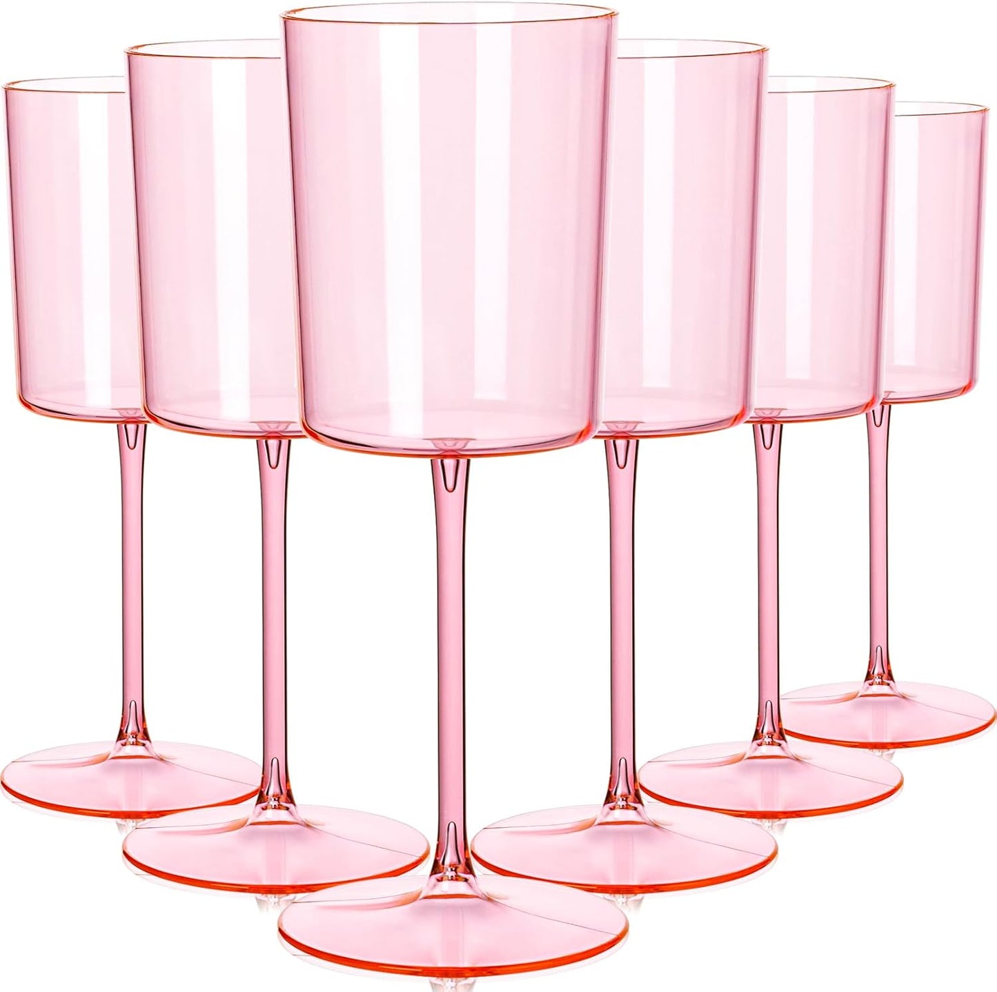 Ciaell 12 Pack Pink Plastic Wine Glasses - 14Oz Plastic Wine Glasses with Stem - Disposable Stemmed Wine Glass for Parties & Weddings & Outdoor
