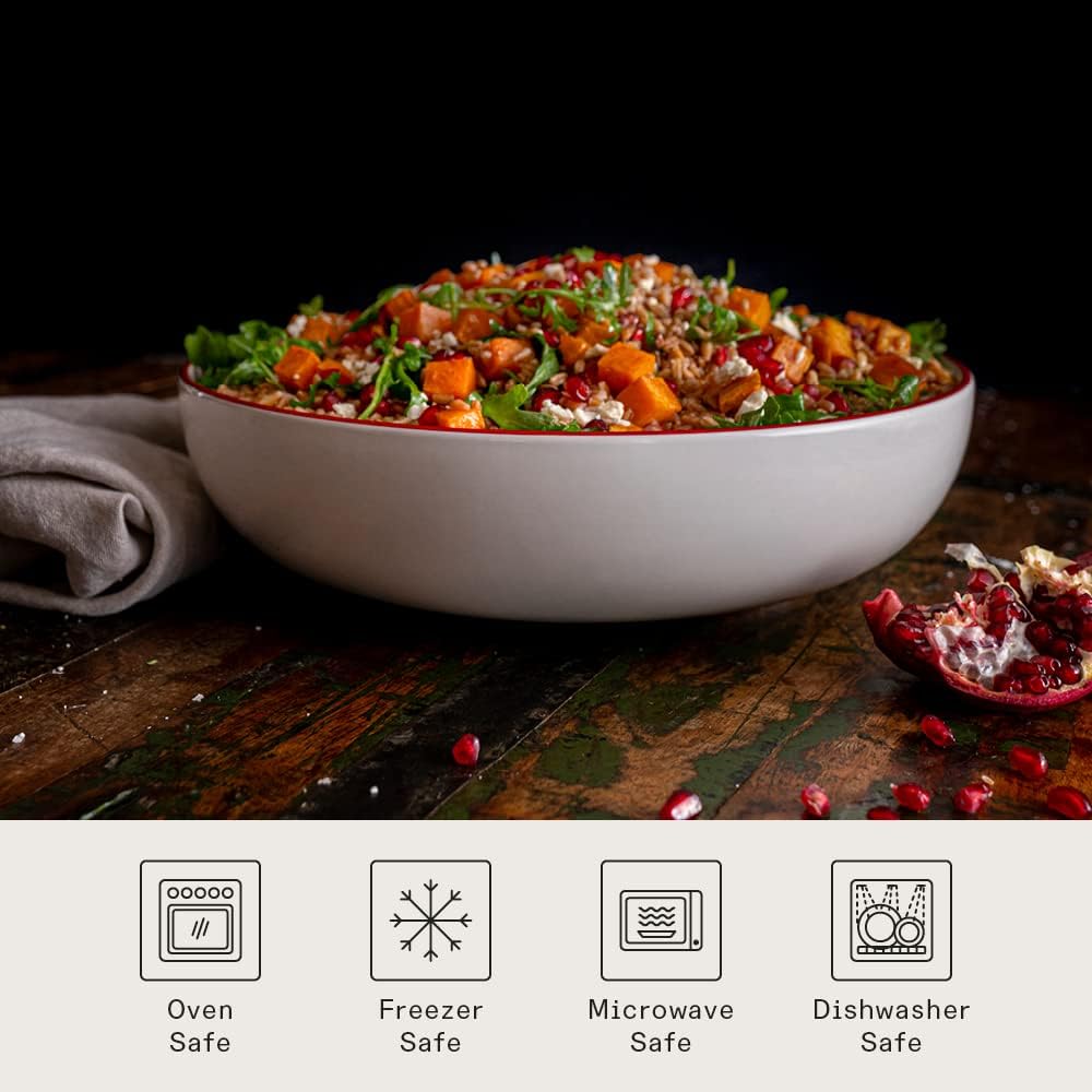 Made In Cookware - Serving Bowl - White With Red Rim - Porcelain England