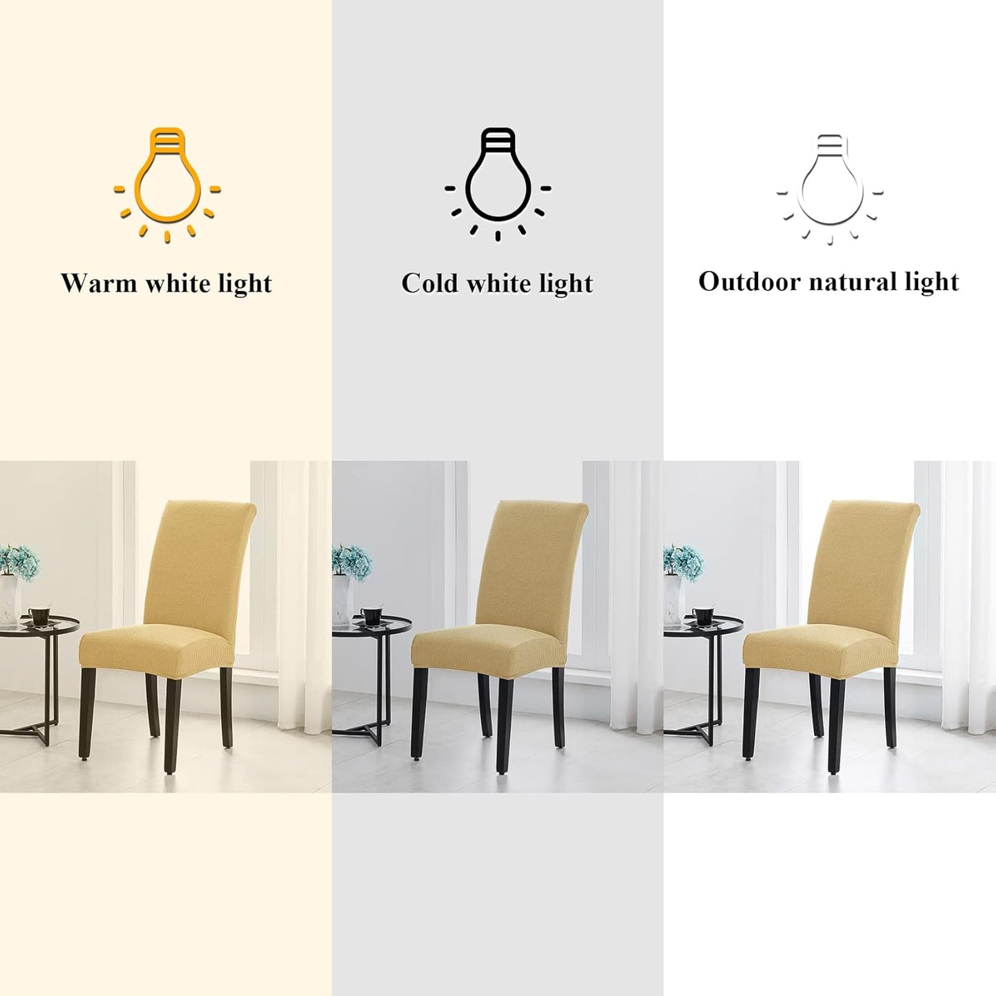 Joccun Chair Covers for Dining Room Set of 2,Dining Chair Slipcovers Stretch Dining Room Chair Covers Seat Protector,Washable Parsons Chair Cover for Home,Hotel(Parmesan,2 Pack)