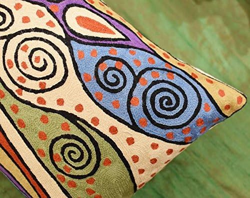 Lumbar Rust Klimt Contemporary Throw Pillows | Modern Pillow Cases | Abstract Pillows | Modern Accent Pillow | Rust Mid Century Chair Cushions | Handmade Cushion | Wool Size 14x20