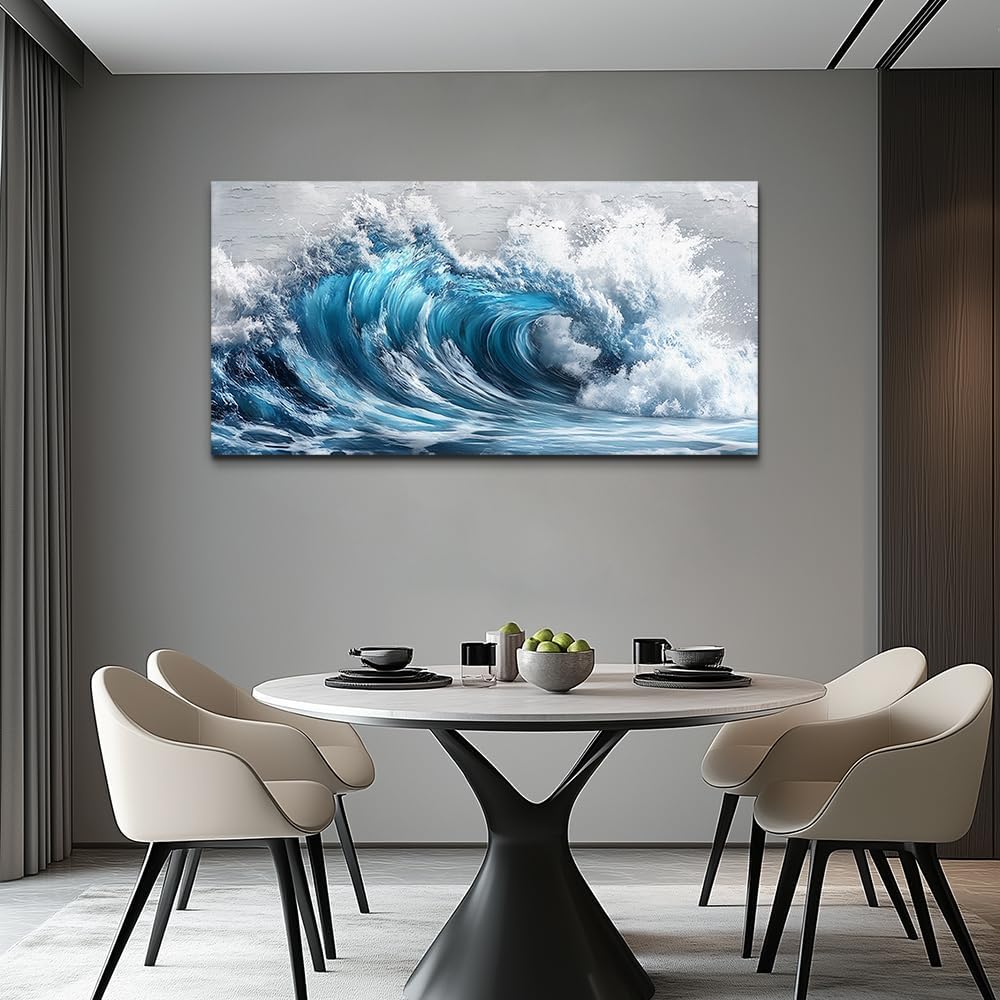 ZUITINGHUA Canvas Wall Art For Living Room Wall Decor For Bedroom Office Wall Decoration Ocean Waves Landscape Painting Black And White Pictures Artwork Room Aesthetic Home Decor 20x40 In