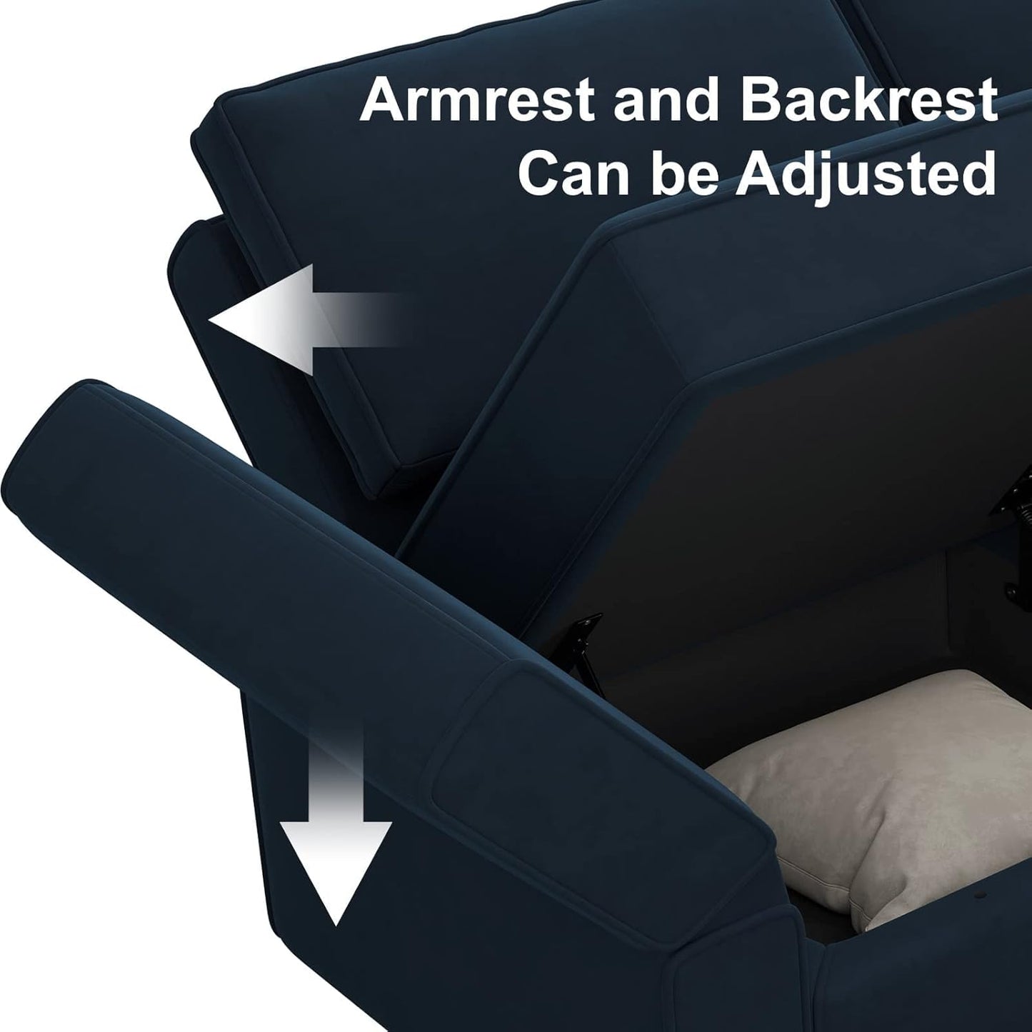 Belffin Modular Sectional Arm Accent Chair with Storage Seat Velvet Armchair Single Sofa Club Chair Blue