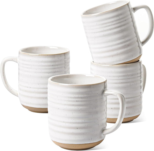 LE TAUCI Coffee Mugs 12 oz, Ceramic Mug Set, Housewarming Wedding Present, Coffee Cups for Latte, Hot Tea, Cappuccino, Mocha, Cocoa - Set of 4, Arctic White