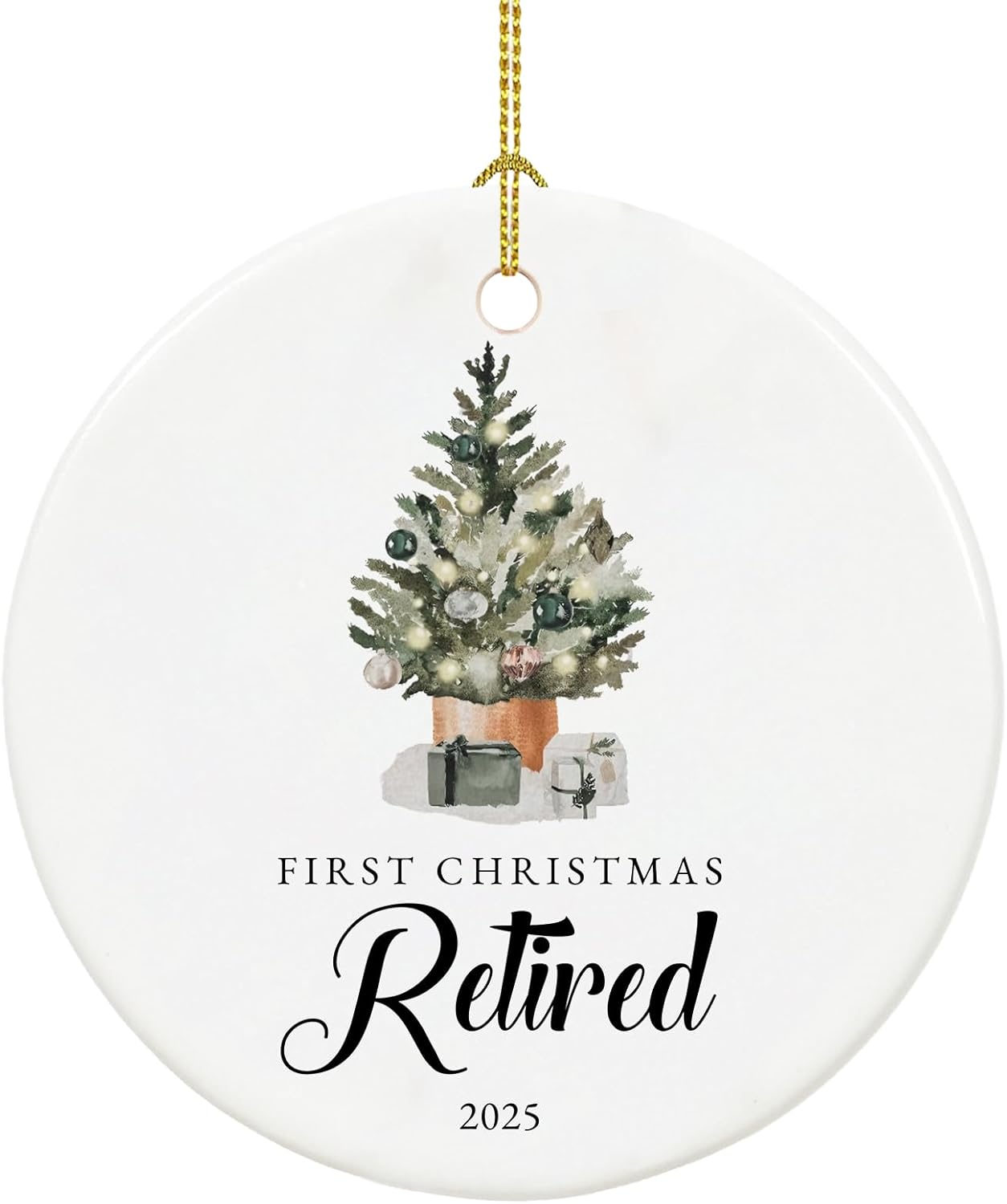 Retirement Christmas Ornament 2025, Retirement Gifts for Women 2025 Coworker, Ceramic Keepsake First Christmas Retired Ornament 2025 with Ribbon and Box