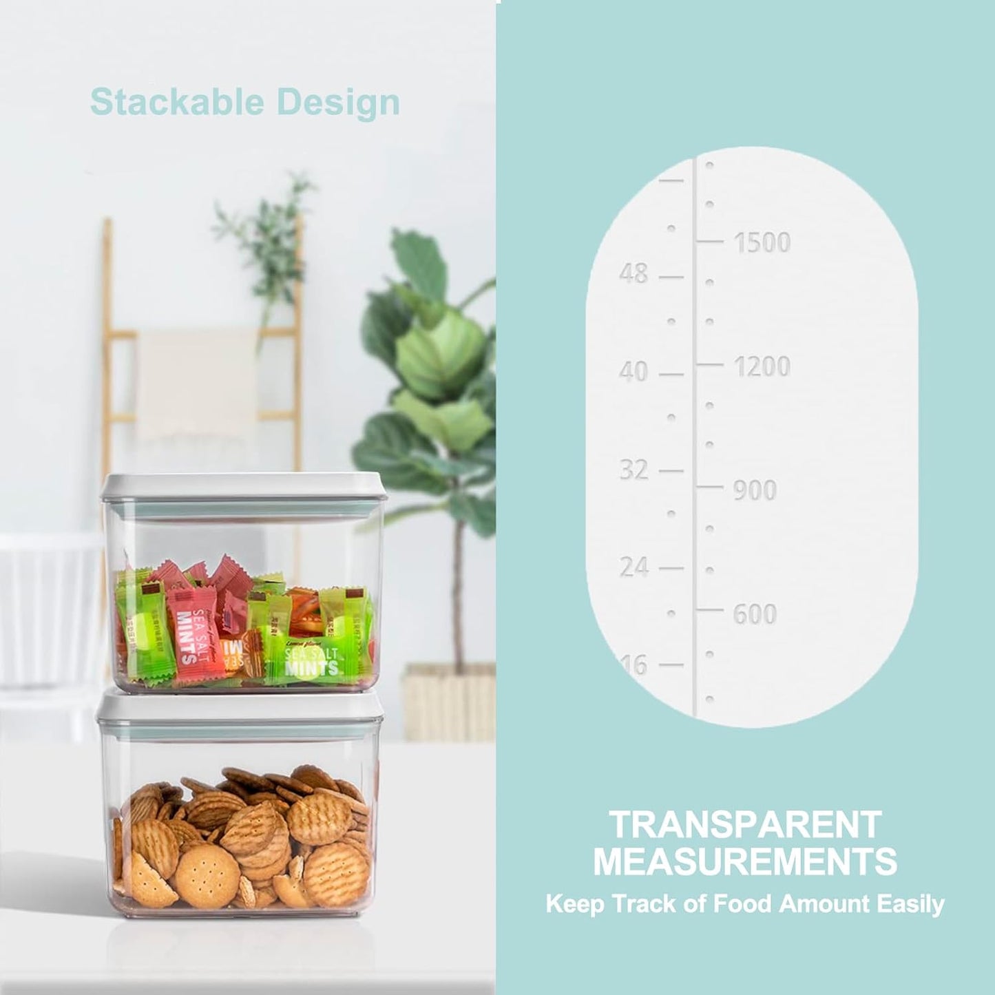 Pop Containers with Lids - Stackable Airtight Food Storage, Kitchen Pantry Storage Containers for Snacks Candy Salt Herbs Spices BPA-Free (12PCS (1.2 + 2.0 + 2.7 + 3.3 Qt) * 3)