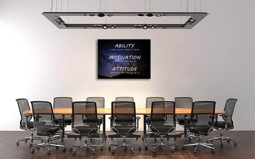 Inspirational Canvas Wall Art Ability Motivation Attitude Painting Picture Motivational Positive Quotes Modern Inspiring Posters Prints Artwork Home Classroom Office Wall Decor Framed [30''Wx 40''H]