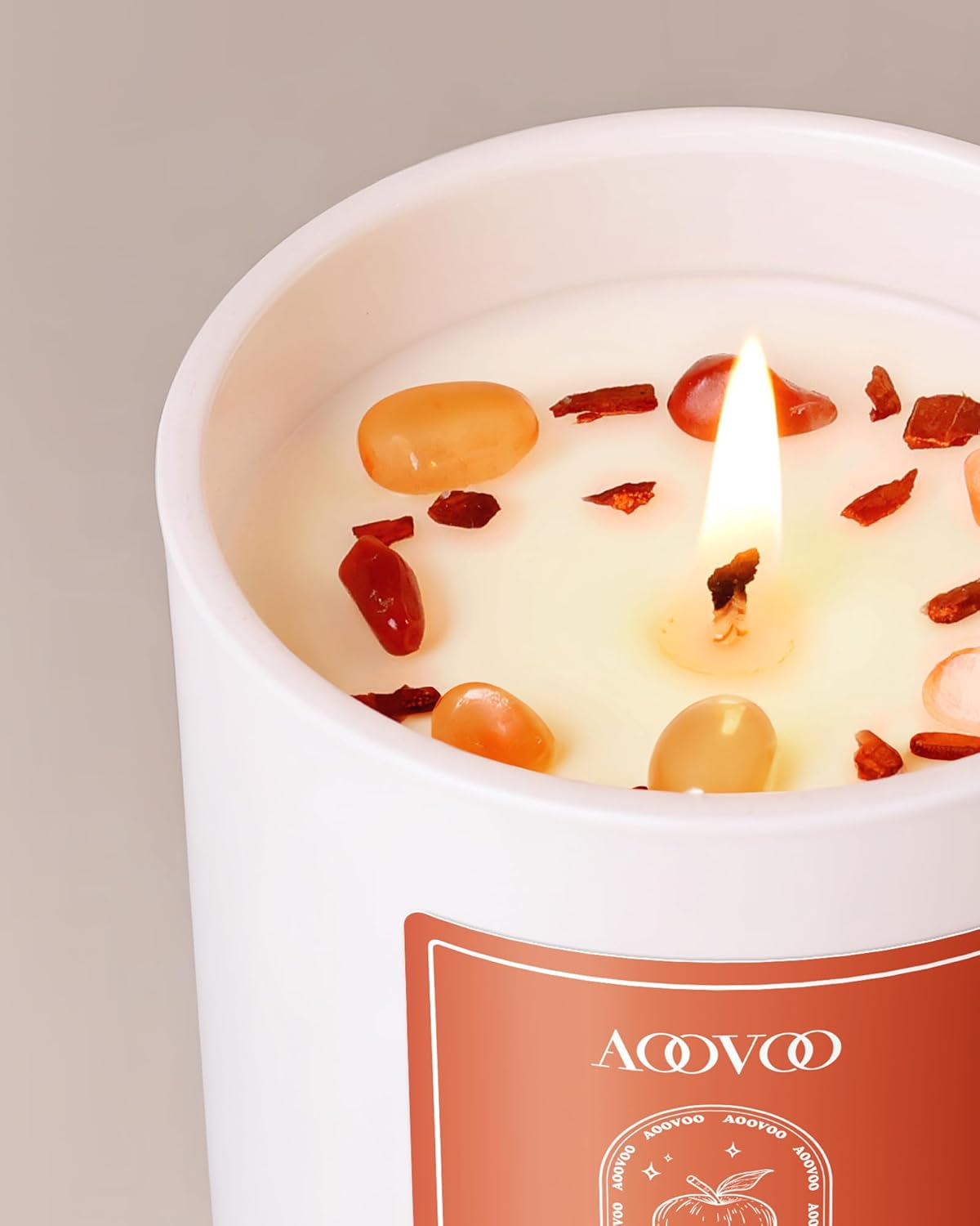 AOOVOO Apple Pie Scented Candles for Women - Aromatherapy Candle with Crystals Inside, 10oz Soy Candles for Home Scented, Birthday Gifts Candle for Women Mom