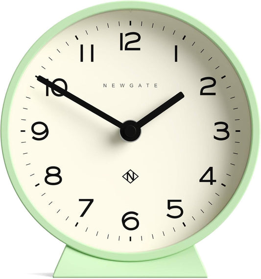NEWGATE® M Mantel Echo Desk Clock | Modern Round Design | Neo Mint Green | Easy to Read Numbers | Contemporary Style for Desk, Table, Shelf or Bedside