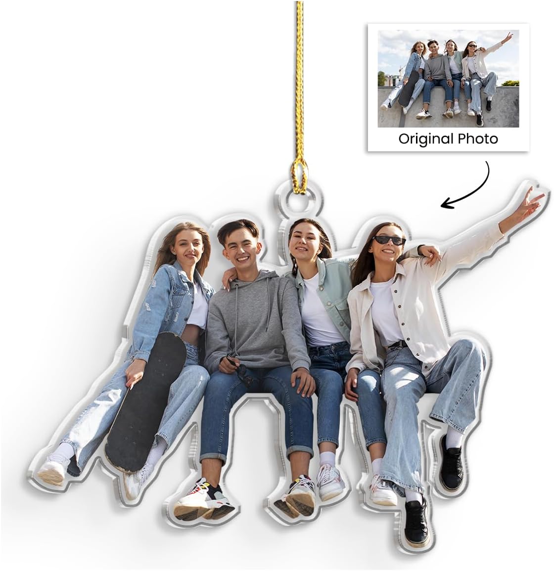 Personalized Custom Photo Ornament, Acrylic Christmas Keepsake, Hanging Decor for Boys, Girls, Men, Women