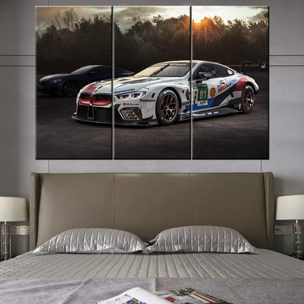Wall Posters for Living Room Vintage Skyline Supercar Pictures Racing Car Concept Painting Canvas Modern Artwork Home Decor for Living Room Giclee Frame Stretched Ready to Hang 40 x 20inch x 3 panels