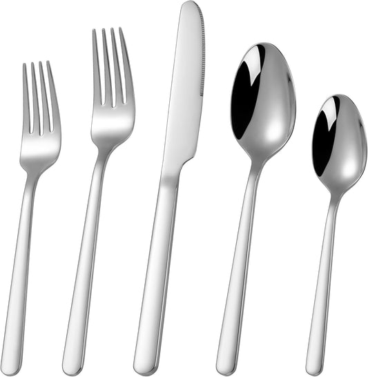 20 Piece 18/10 Stainless Steel Silverware, Rust Proof Flatware Set for 4, Heavy Duty Silverware Set, fork Spoon Knife Set, Dishwasher Safe