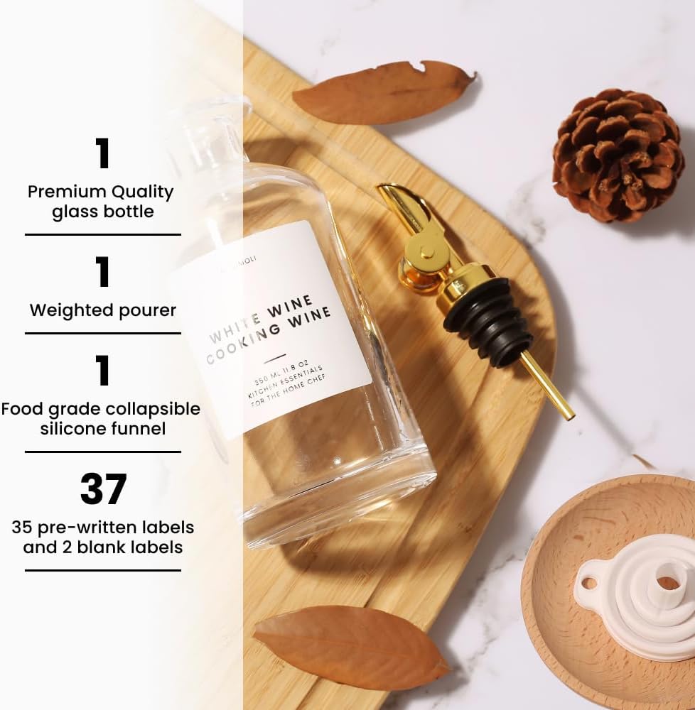 Molimoli Glass Oil Dispenser Bottle for Kitchen, Weighted Pourer, Olive Oil Cruet | 350ml, Set of 1