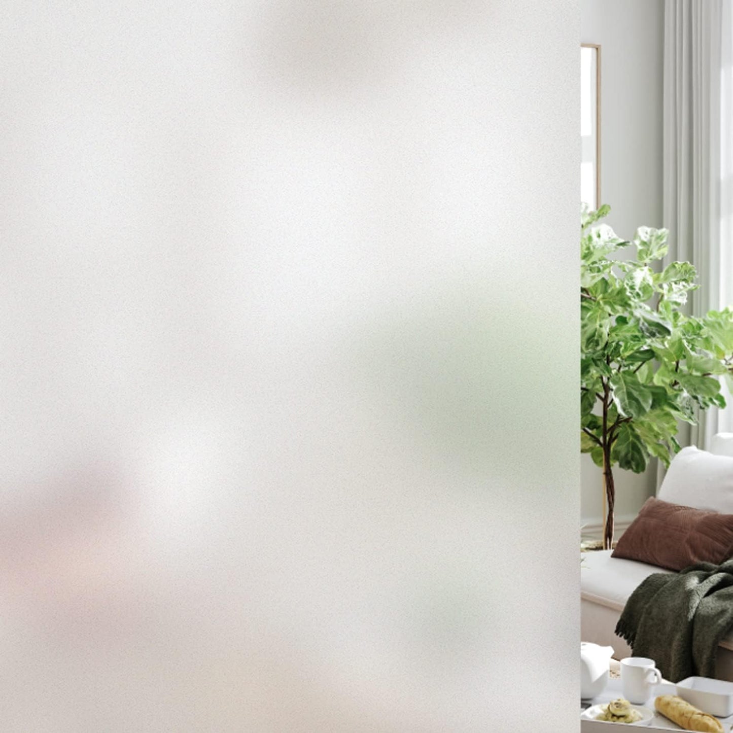 HIDBEA Frosted Window Privacy Film Heat Control UV Blocking, Static Cling Non-Adhesive Reusable Door coverings for Bathroom Home Office (Frosted 11.8 Inch x 6.5 Feet)