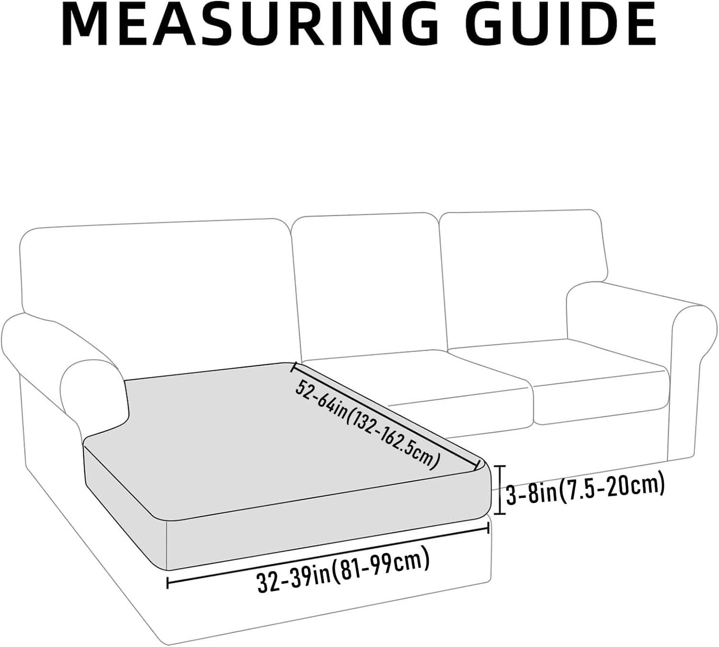 hyha Waterproof Sectional Couch Covers, Non Slip Sofa Couch Cushion Covers L Shape, Thick Stretch Jacquard Fabric, Washable Sofa Slipcovers with Elastic Bottom (1 Piece for Chaise, Taupe)